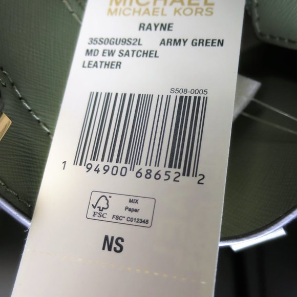 Michael Kors Rayne Medium Leather Satchel Army Green NWT - Picture 13 of 13